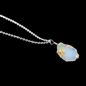 Raw Fire Ethiopian Raw Opal Pendant Necklace.925!